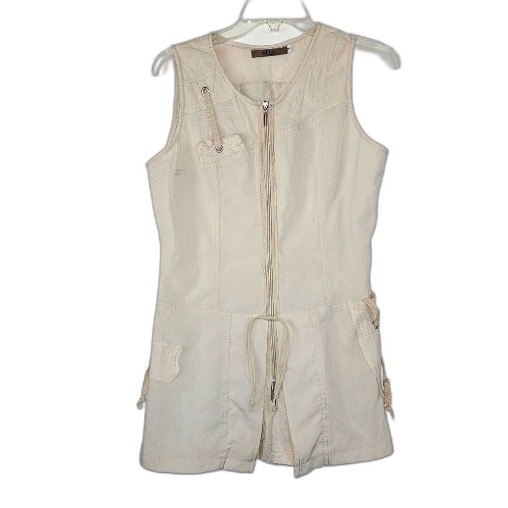 Ad:Hoc le Collezioni Zip Sleeveless Tunic Embroidered Ivory Lightweight Medium